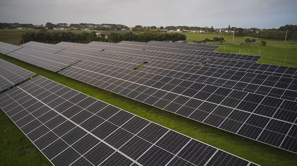 Ground-mounted agricultural solar array on a Taranaki farm